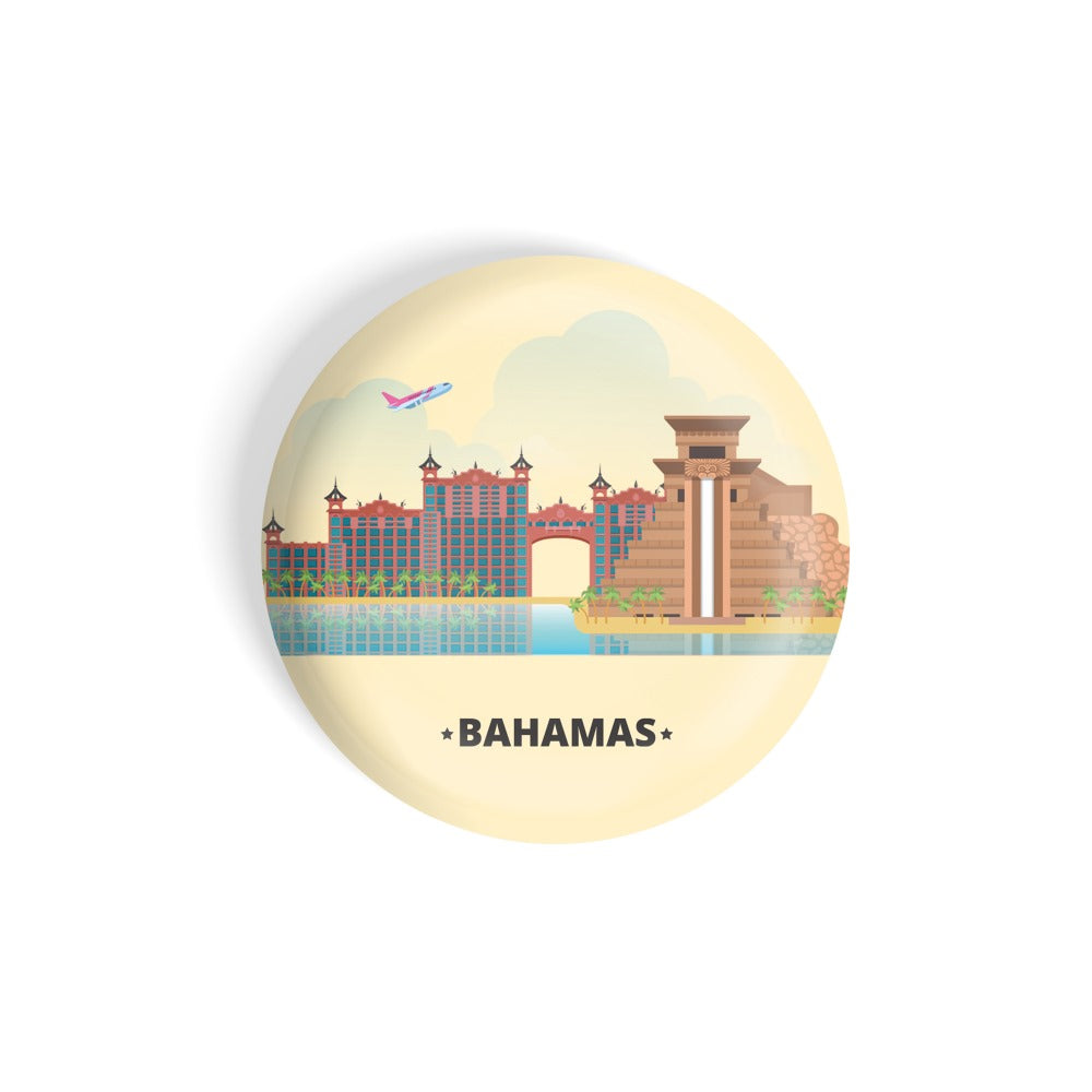 dhcrafts Round Fridge Magnet yellow Color Bahamas D5 Glossy Finish Design Pack of 1 (58 mm)